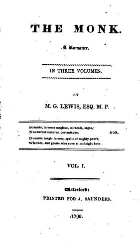 The Monk A Romance - M. G. (Matthew Gregory) Lewis
